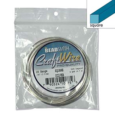 Craft Wire 18ga Square Silver 1mm - 3.6m