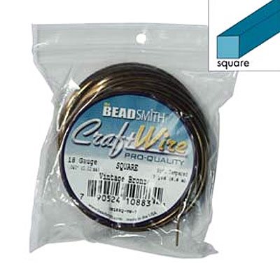 Craft Wire 18ga Square Vintage Bronze 1mm - 6.4m