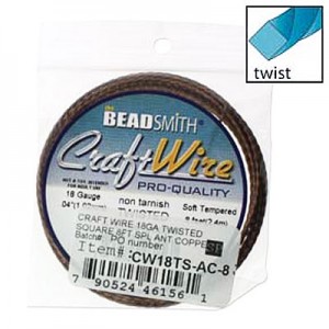 Craft Wire 18ga Twisted Square Ant Copper 1mm - 2.4m