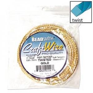 Craft Wire 18ga Twisted Square Gold 1mm - 2.4m