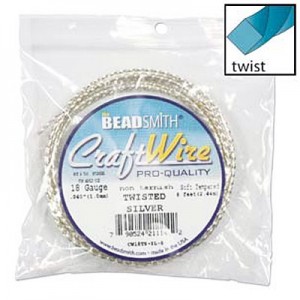Craft Wire 18ga Twisted Square Silver 1mm - 2.4m