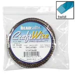 Craft Wire 18ga Twisted Square Vintage Bronze 1mm - 2.4m