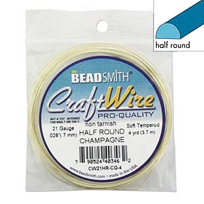 Craft Wire 21ga Half Round Champagne Gold 0.72mm - 3.6m