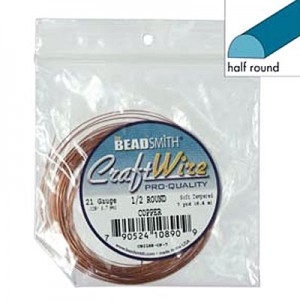 Craft Wire 21ga Half Round Copper 0.72mm - 6.4m