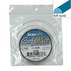 Craft Wire 21ga Half Round Silver 0.72mm - 3.6m