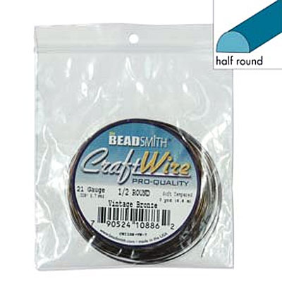 Craft Wire 21ga Half Round Vintage Bronze 0.72mm - 6.4m