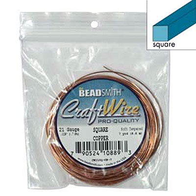 Craft Wire 21ga Square Copper 0.72mm - 6.4m