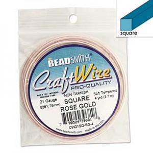 Craft Wire 21ga Square Rose Gold 0.72mm - 3.6m