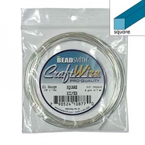 Craft Wire 21ga Square Silver 0.72mm - 3.6m