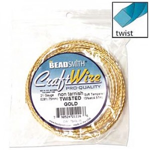 Craft Wire 21ga Twisted Square Gold 0.72mm - 4.5m