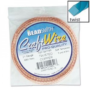 Craft Wire 21ga Twisted Square Nat Copper 0.72mm - 4.5m