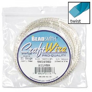 Craft Wire 21ga Twisted Square Silver 0.72mm - 4.5m