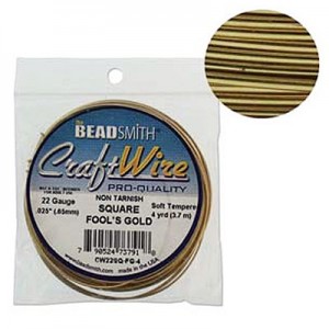 Craft Wire 22ga Square Fools Gold 0.64mm - 3.6m