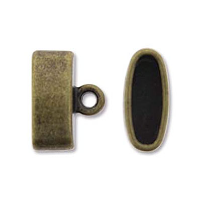 Ant. Brass Oval End Cap 10.25x3.25mm홀 - 24개