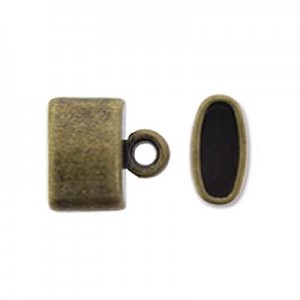 Ant. Brass Oval End Cap 8.5 X 9mm - 24개
