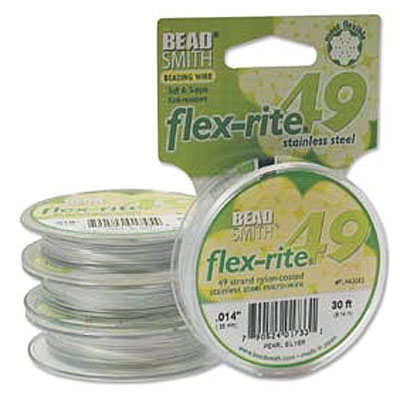 Flexrite 49 Strand Pearl Silver 0.35mm - 9.1m