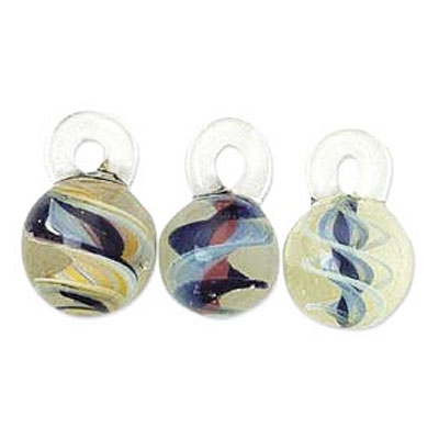 Glass Bead Pendant/ Spiral Assorted Colors