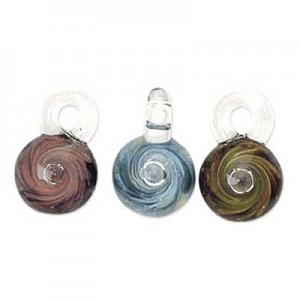 Glass Bead Pendant/ Swirl Assorted Colors