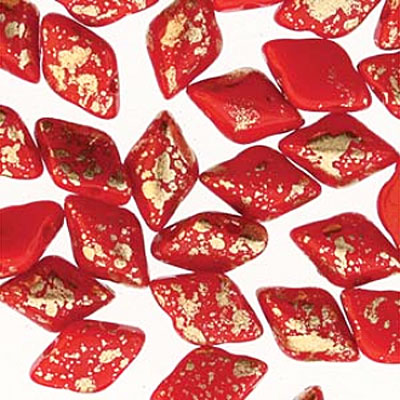 Gemduo 8x5mm Gold Splash Red Opaque -50g(약340개)