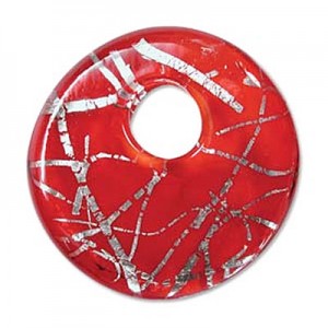 Donut Pendant 39x39mm Red-1개