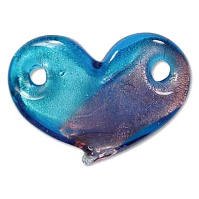 Heart Pndnt 2 Hl 42x27mm Turquoise-1개