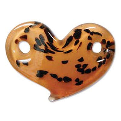 Heart Pndnt 2 Hl 42x27mm Amber-1개