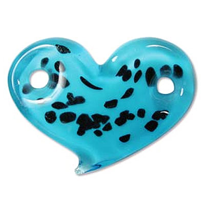 Heart Pndnt 2 Hl 42x27mm Turquoise-1개