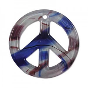 Peace Sign Pendant 50mm Blue/purple- White Base-1개