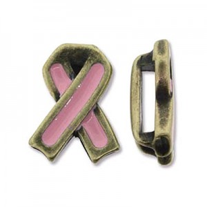 Breast Cancer Ribbon Ant Brass Flat 10x2.5mm-5개