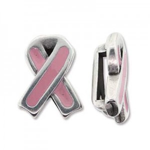 Breast Cancer Ribbon Ant Silver Flat 10x2.5mm -5개