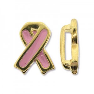 Breast Cancer Ribbon Gold Plate Flat 10x2.5mm -5개