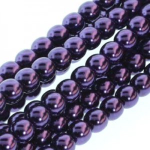 3mm Round Glass Pearls Purple-300개