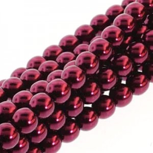 4mm Round Glass Pearls Burgundy-360개