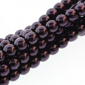 4mm Round Glass Pearls Eggplant-360개