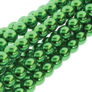 4mm Round Glass Pearls Xmas Green-360개