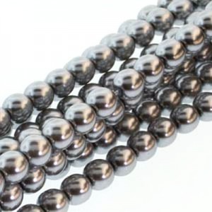 4mm Round Glass Pearls Silver-360개