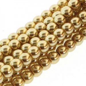 4mm Round Glass Pearls Gold-360개