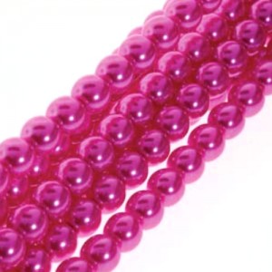 4mm Round Glass Pearls Hot Pink-360개