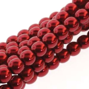 4mm Round Glass Pearls Xmas Red-360개