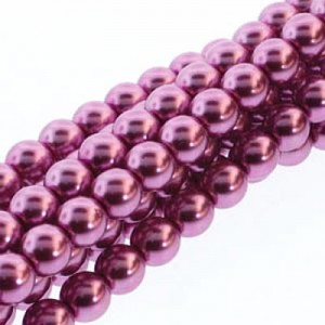 4mm Round Glass Pearls Fuchsia-360개