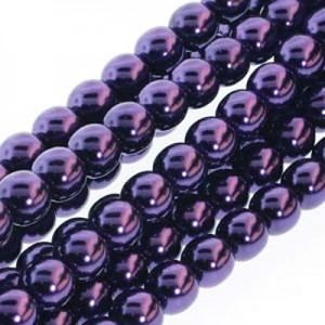 6mm Round Glass Pearls Purple -300개