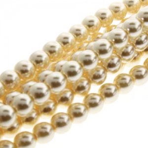 6mm Round Glass Pearls Cream-300개