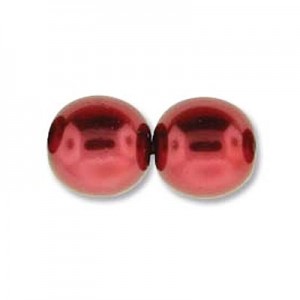 6mm Round Glass Pearls Xmas Red -300개