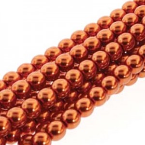 8mm Round Glass Pearls Copper-150개