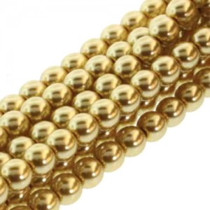 8mm Round Glass Pearls Gold-150개