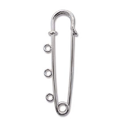 Safety Pin W/ 3 Holes Nickel Plate - 72개