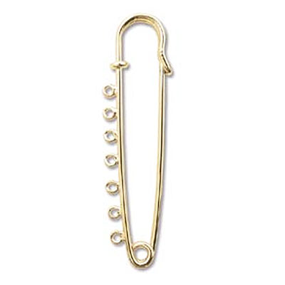 Safety Pin W/ 7 Holes Gold Plate- 36개
