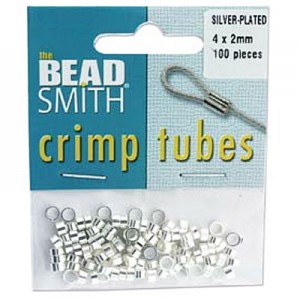 Tube Crimp Aprox 4x3mm Silver Plated - 100개
